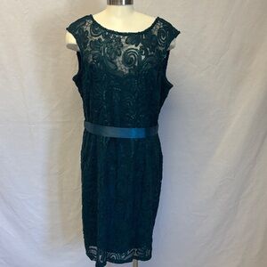 Le Chateau Teal Lace Midi Dress